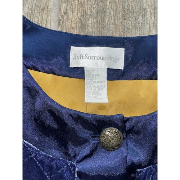 Soft Surroundings Womens Sm Silk Rayon Blue Velvet Jacket Quilted M - Picture 4 of 7